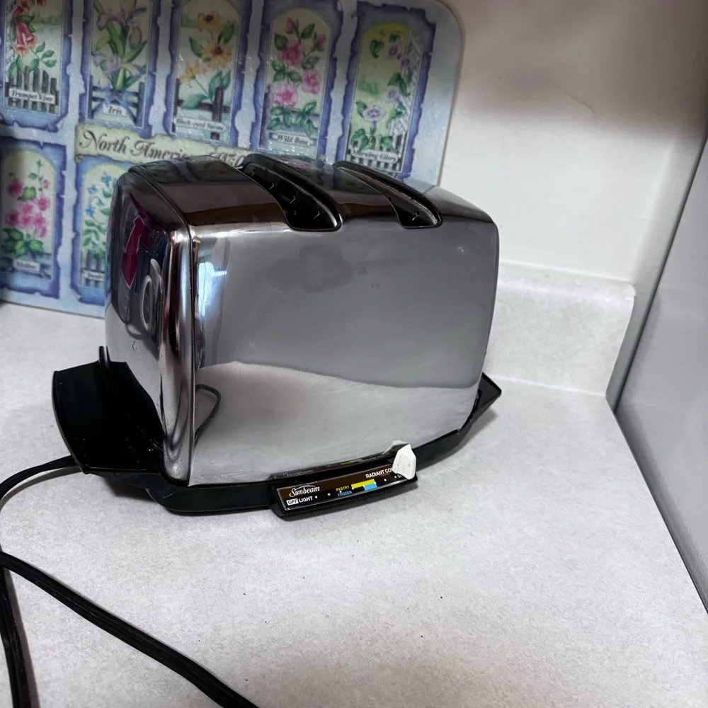 Vintage Sunbeam Self Lowering Magic Toaster Stainless Chrome Heavy Duty - Picture 1 of 5